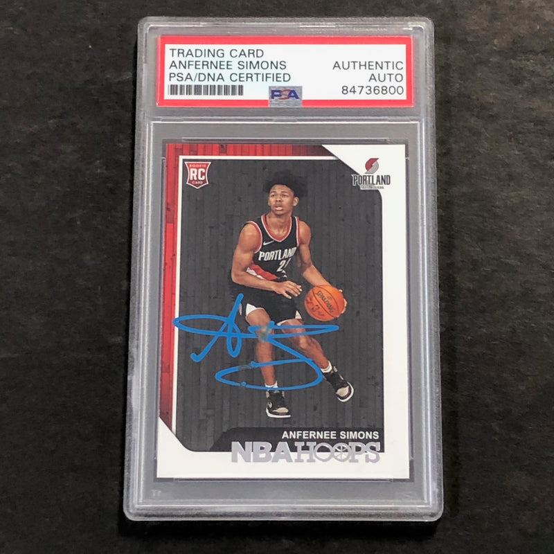 2018-19 NBA Hoops #277 ANFERNEE SIMONS Signed Rookie Card AUTO PSA Slabbed RC Blazers