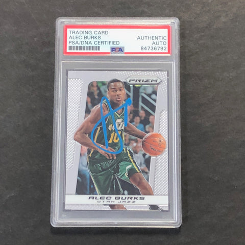 2013-14 Panini Prizm #162 Alec Burks Signed Card Auto PSA/DNA Encapsulated Jazz