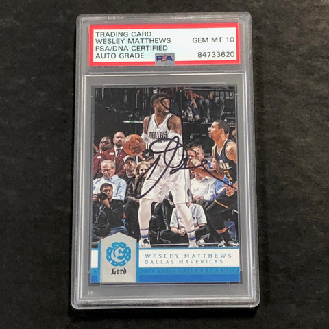 2016-17 Panini Excalibur #40 Wesley Mathews Signed Card PSA AUTO 10 Slabbed Mavericks