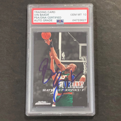 1999-00 Skybox Dominion #97 Vin Baker Signed Card AUTO 10 PSA/DNA Slabbed Supersonics