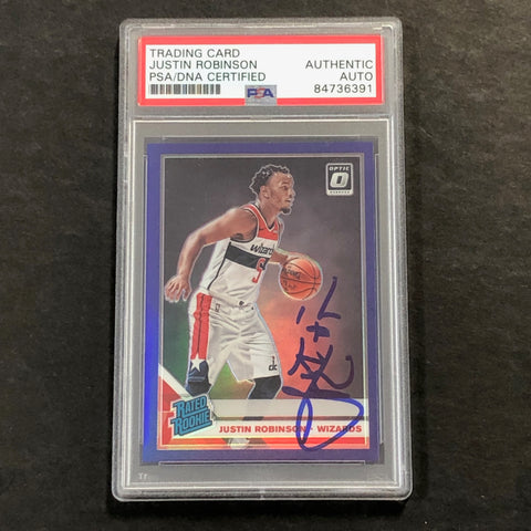 2019-20 OPTIC RATED ROOKIE #174 JUSTIN ROBINSON Signed Rookie Card AUTO PSA Slabbed RC Wizards