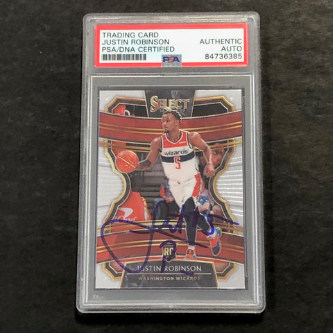 2019-20 Panini Select #15 JUSTIN ROBINSON Signed Rookie Card AUTO PSA Slabbed RC Wizards