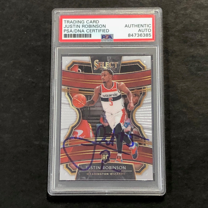 2019-20 Panini Select #15 JUSTIN ROBINSON Signed Rookie Card AUTO PSA Slabbed RC Wizards