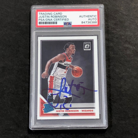 2019-20 OPTIC RATED ROOKIE #174 JUSTIN ROBINSON Signed Rookie Card AUTO PSA Slabbed RC Wizards