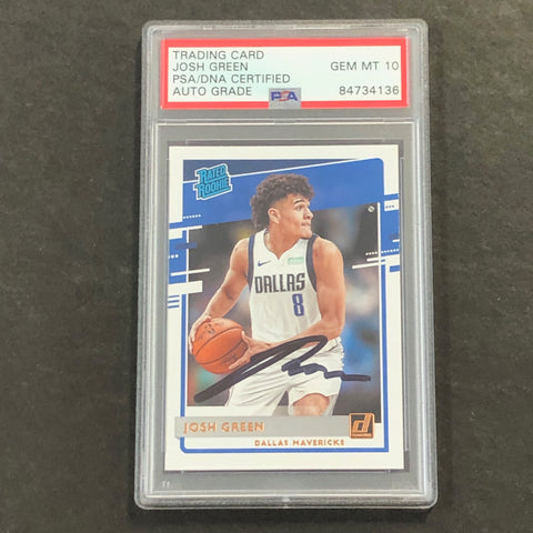 2020-21 Panini Donruss #234 Josh Green Signed Card AUTO 10 PSA Slabbed RC Mavericks