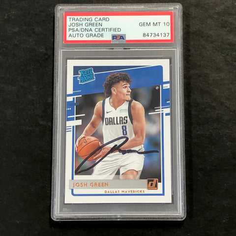 2020-21 Panini Donruss #234 Josh Green Signed Card AUTO 10 PSA Slabbed RC Mavericks