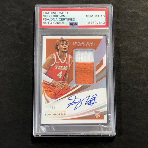 2021 Panini Immaculate #46 Greg Brown Signed AUTO GRADE 10 PSA Slabbed Texas