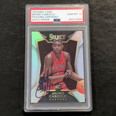 2014 Panini Select #81 Bruno Caboclo Signed Card AUTO 10 PSA/DNA Slabbed RC Raptors