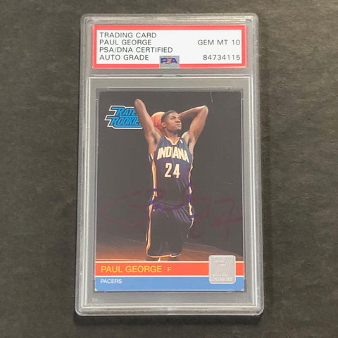 2010-11 Panini Donruss #237 PAUL GEORGE Signed Rookie Card AUTO 10 PSA Slabbed RC Pacers