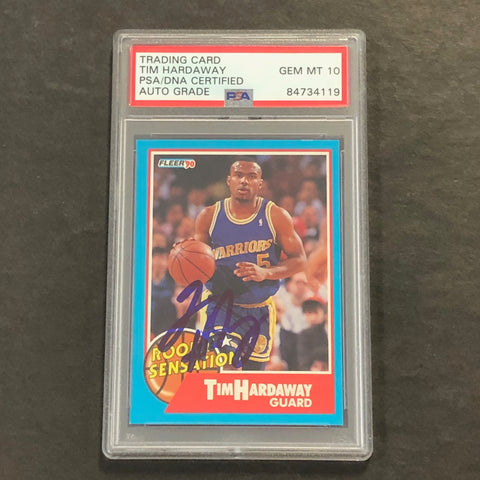 1990-91 Fleer Rookie Sensation #8 Tim Hardaway Signed Card AUTO Grade 10 PSA Slabbed RC