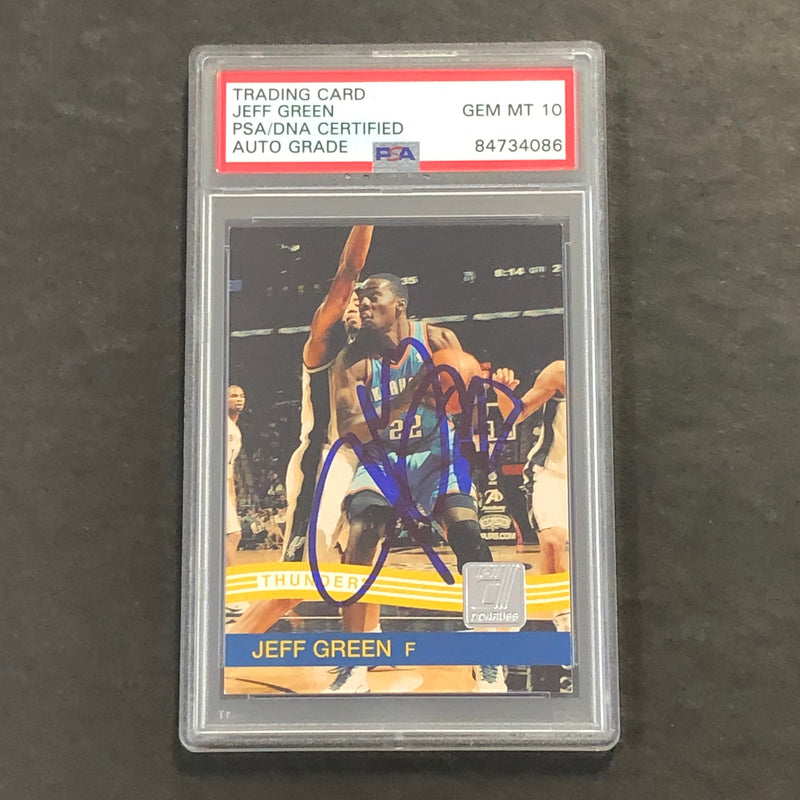 2010-11 Donruss #135 Jeff Green Signed Card AUTO 10 PSA/DNA Slabbed Thunder