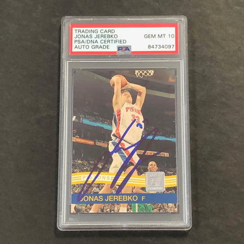 2010-11 Donruss #54 Jonas Jerebko Signed Card AUTO GRADE 10 PSA Slabbed Pistons