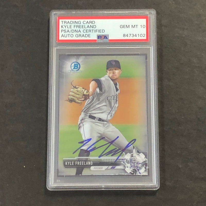 2017 Bowman Chrome #BCP109 Kyle Freeland Signed Card PSA Slabbed Auto Grade 10 Rockies