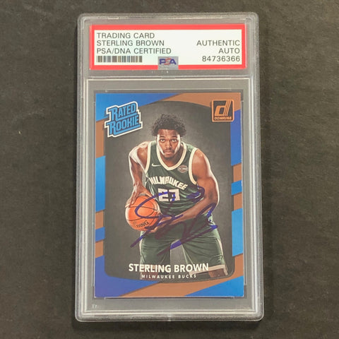 2017-18 Donruss Rated Rookie #165 Sterling Brown Signed Card PSA/DNA Slabbed RC Bucks
