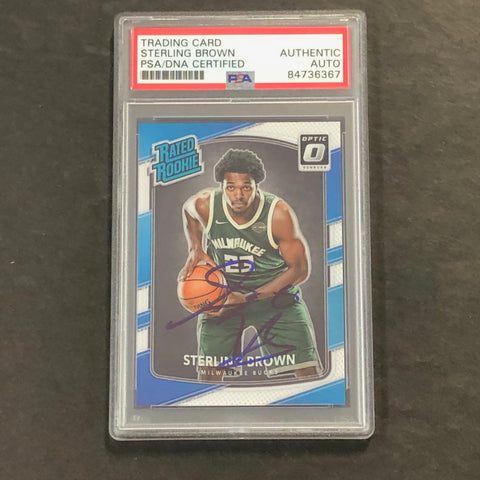 2017-18 Panini Optic Rated Rookie #165 Sterling Brown Signed Card PSA/DNA Slabbed RC Bucks