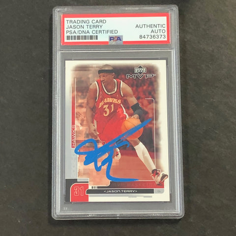 2003 Upper Deck MVP #2 Jason Terry Signed Card AUTO PSA Slabbed Hawks