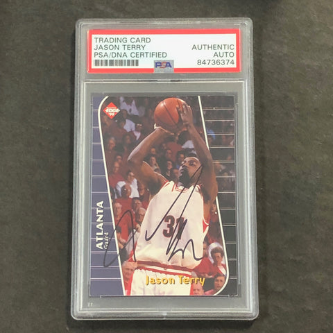 1999 Edge #JT Jason Terry Signed Card AUTO PSA Slabbed Hawks