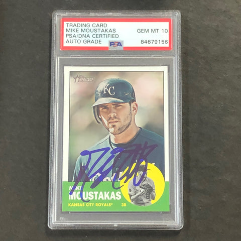 2012 Topps Heritage #17 Mike Moustakas Signed Card PSA Slabbed Auto Grade 10 Royals