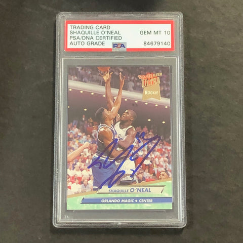 1992-93 Fleer Ultra RC #328 Shaquille O'Neal Signed Card PSA Slabbed Auto 10 Magic
