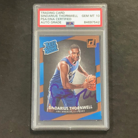 2017-18 Donruss Rated Rookie #194 Sindarius Thornwell Signed Card AUTO 10 PSA Slabbed RC Clippers