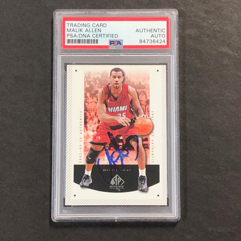 2002-03 Upper Deck SP Authentic #45 Malik Allen Signed Card AUTO PSA Slabbed Heat