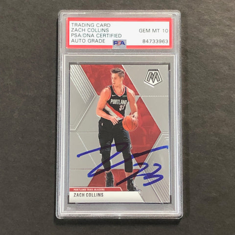 2019-20 Panini Mosaic #45 ZACH COLLINS Signed Card AUTO Grade 10 PSA Slabbed Blazers