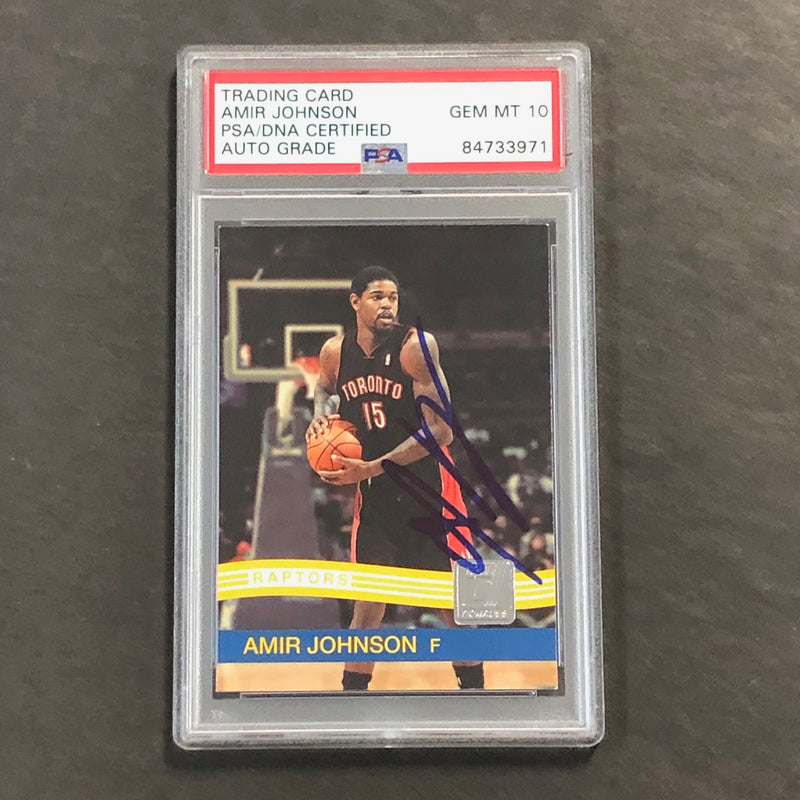 2010-11 Donruss #35 Amir Johnson Signed Card AUTO 10 PSA Slabbed Raptors