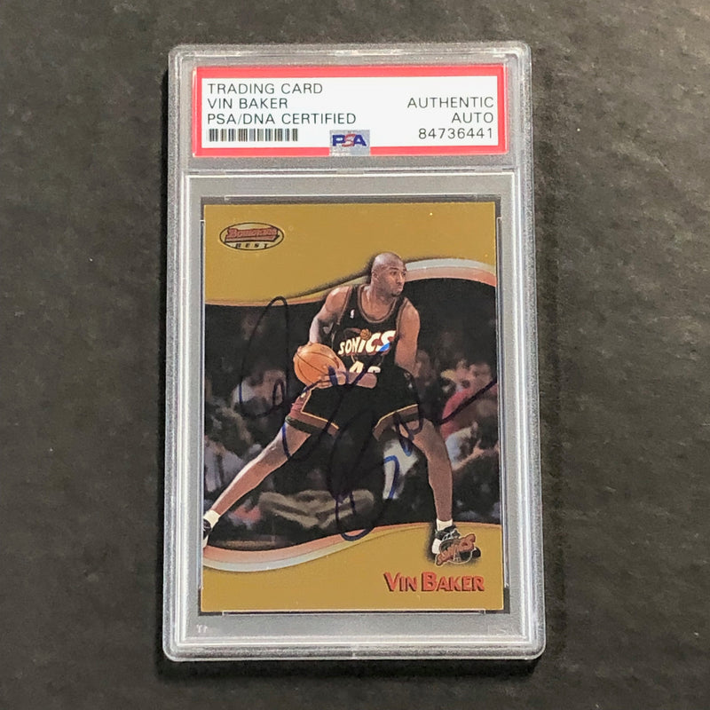 1999-00 Bowman Best #52 Vin Baker Signed Card PSA/DNA Slabbed Bucks