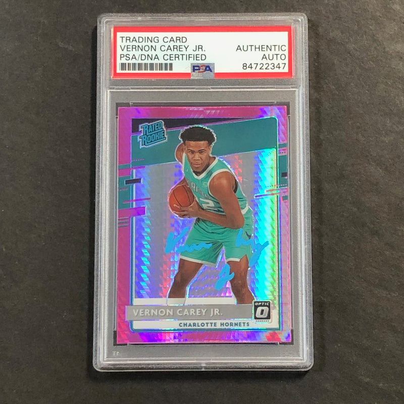 2020-21 Panini Optic #182 Vernon Carey Jr. Signed Card AUTO 10 PSA/DNA Slabbed RC Hornets