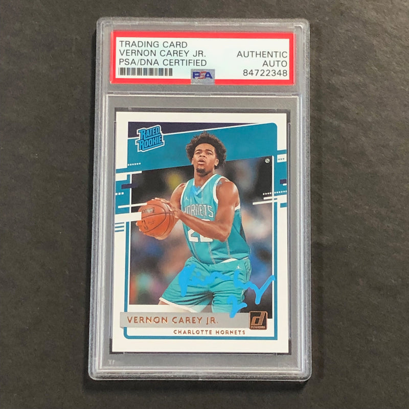2020-21 Donruss Rated Rookie #241 Vernon Carey Jr. Signed Card AUTO PSA/DNA Slabbed RC Hornets