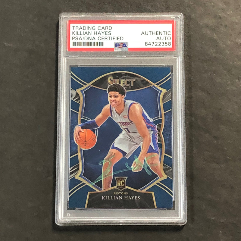 2020-21 Panini Select #67 Killian Hayes Signed Card AUTO PSA Slabbed RC Pistons