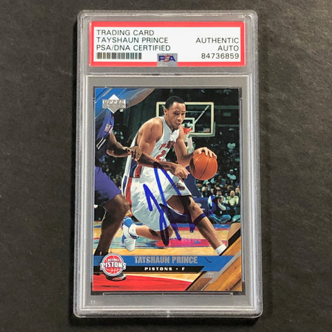 2005-06 Upper Deck Basketball #51 Tayshaun Prince Signed Card AUTO PSA Slabbed Pistons
