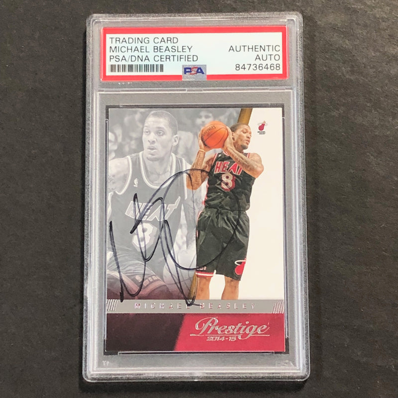 2014-15 Panini Prestige #160 Michael Beasley Signed Card AUTO PSA Slabbed Heat