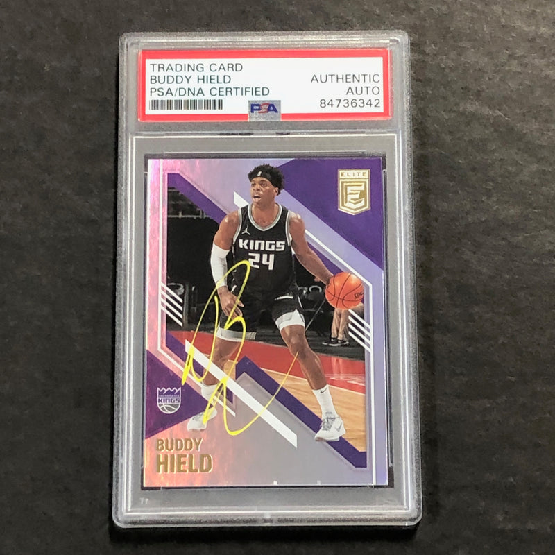 2020-21 Panini Donruss Elite #43 Buddy Hield Signed Card AUTO PSA Slabbed Kings