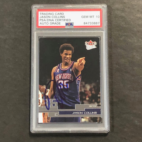 2002-03 Fleer Ultra #19 Jason Collins Signed Card AUTO 10 PSA Slabbed Nets