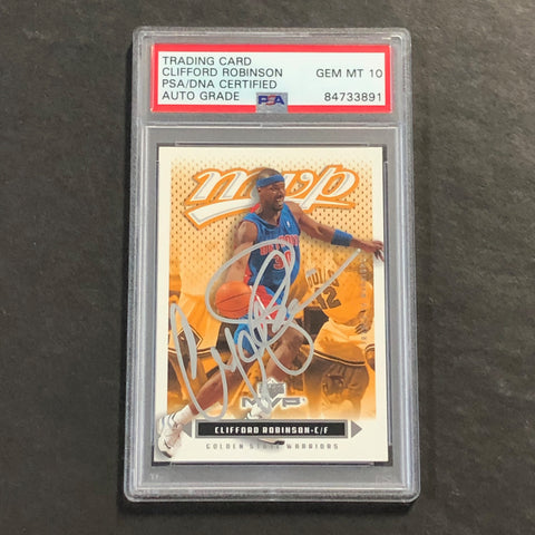 2003-04 Upper Deck #40 Clifford Robinson Signed Card AUTO 10 PSA Slabbed Warriors