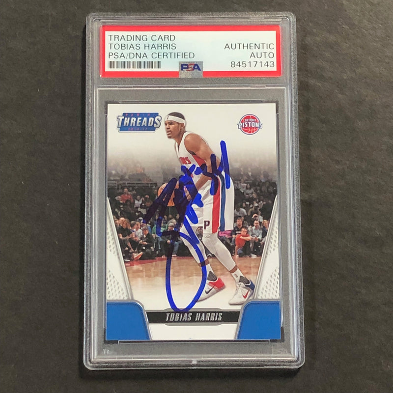 2016-17 Panini Threads #118 Tobias Harris Signed Card AUTO PSA Slabbed Pistons