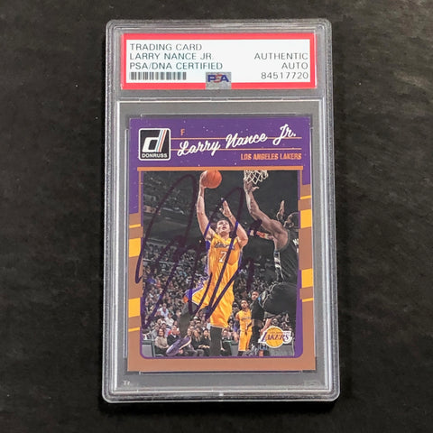 2016-17 Panini Donruss #63 Larry Nance Jr. Signed Card PSA AUTO Slabbed Lakers