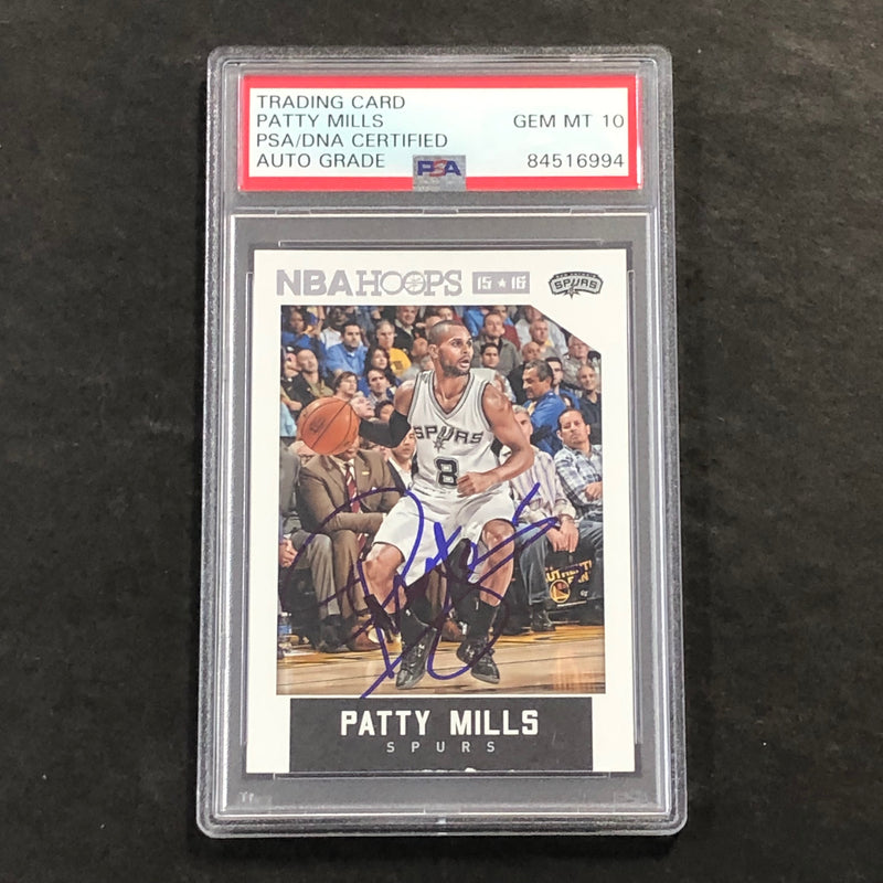 2015-16 Panini Hoops #206 Patty Mills Signed Card AUTO 10 PSA/DNA Slabbed Spurs