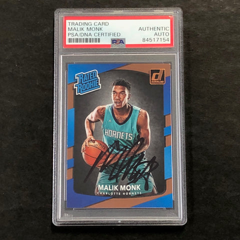 2017-18 Panini Donruss #190 Malik Monk Signed Card AUTO PSA Slabbed Hornets RC