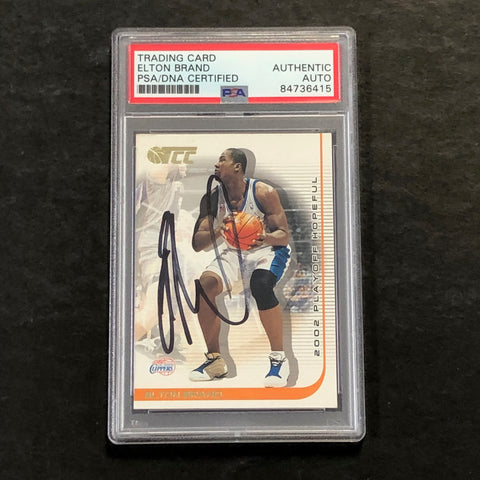 2002-03 Topps #36 Elton Brand Signed Card AUTO PSA Slabbed Clippers