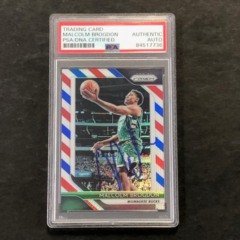 2018-19 Panini Prizm #276 Malcolm Brogdon Signed Card PSA/DNA Slabbed Bucks