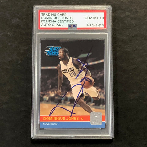 2010-11 Panini Donruss #252 Dominique Jones Signed Card AUTO 10 PSA Slabbed Mavericks