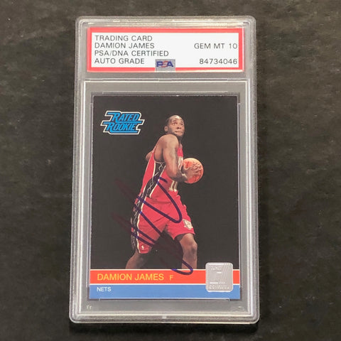 2010-11 Donruss Rated Rookie #251 Damion James Signed Card AUTO 10 PSA Slabbed Nets