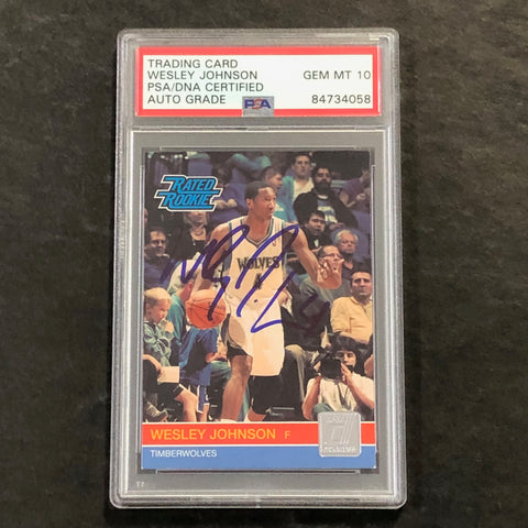 2010-11 Donruss RATED ROOKIE #231 Wesley Johnson Signed Card Auto 10 PSA Slabbed RC Timberwolves