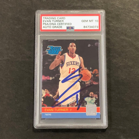 2010-11 Panini Donruss #229 Evan Turner Signed Card AUTO 10 PSA Slabbed 76ers