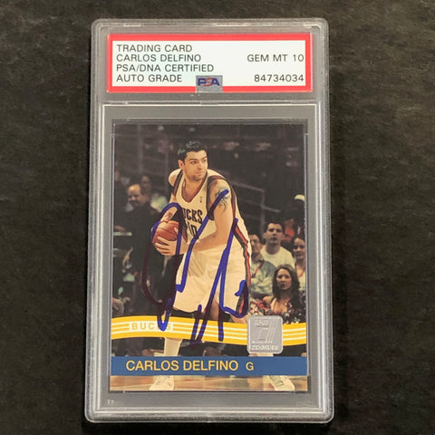 2010-11 Panini Donruss #71 Carlos Delfino Signed Card PSA Slabbed Bucks