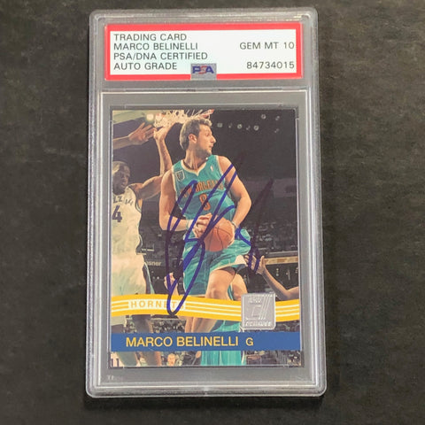 2010-2011 Panini Donruss #104 Marco Belinelli Signed Card AUTO 10 PSA Slabbed Pelicans