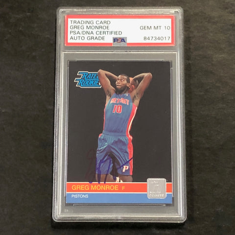 2010-11 Panini Donruss #234 Greg Monroe Signed Card AUTO 10 PSA Slabbed Pistons