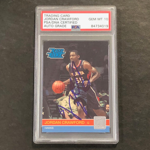 2010-11 Panini Donruss #254 Jordan Crawford Signed Card AUTO 10 PSA Slabbed Hawks